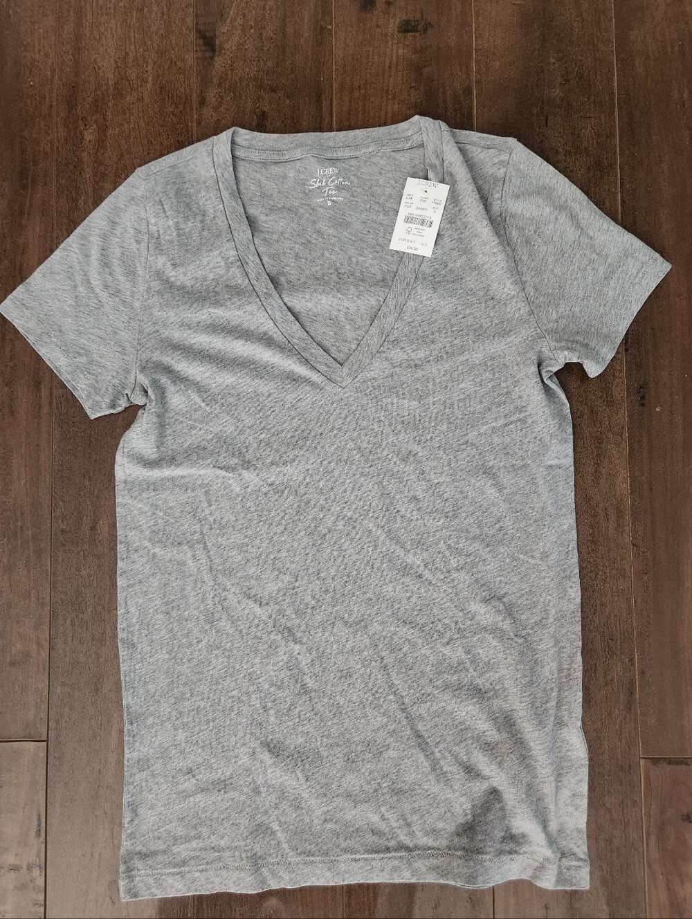 J.CREW Women's Heather Gray Small Vee Neck Short Sleeve T-shirt New With Tags